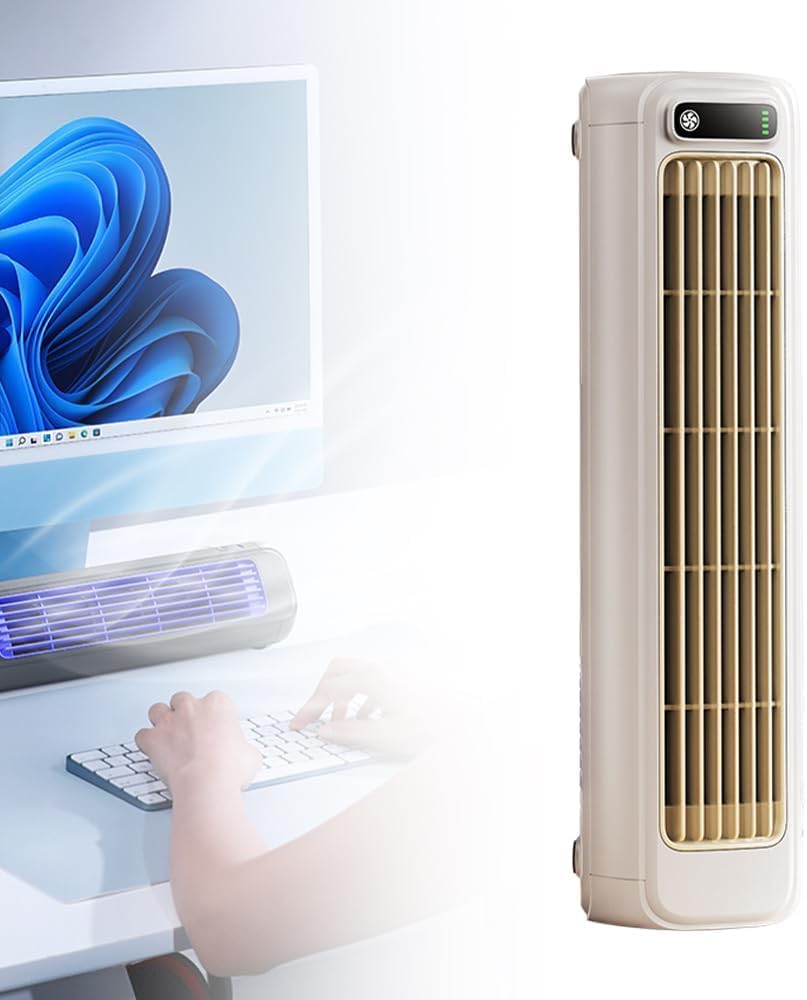 Portable Air Conditioner Cooling Fan Quiet with 3 Speeds, 2026 New Cooling Fan with LED Touch Screen, lmwing USB Charging Air Conditioner Desk Fan for Bedroom Kitchen Home Office Use (Gray)