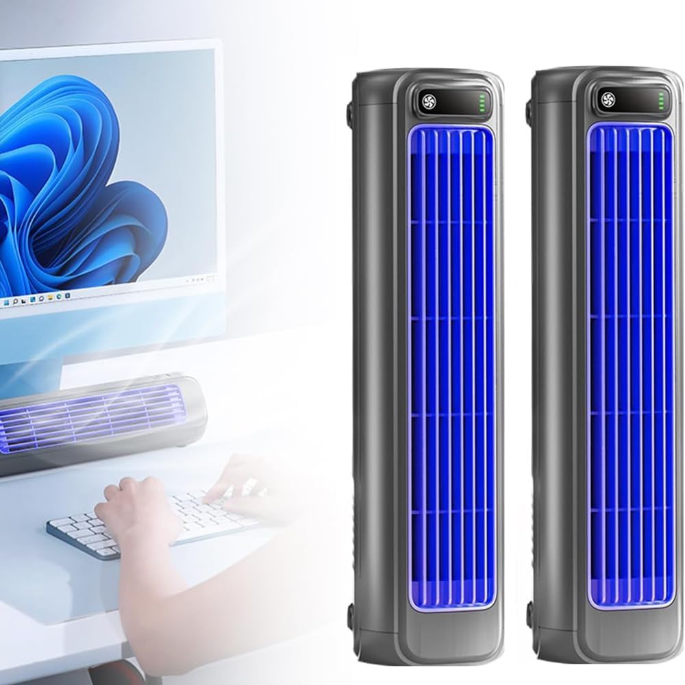 Portable Air Conditioner Cooling Fan Quiet with 3 Speeds, 2026 New Cooling Fan with LED Touch Screen, lmwing USB Charging Air Conditioner Desk Fan for Bedroom Kitchen Home Office Use (Gray)