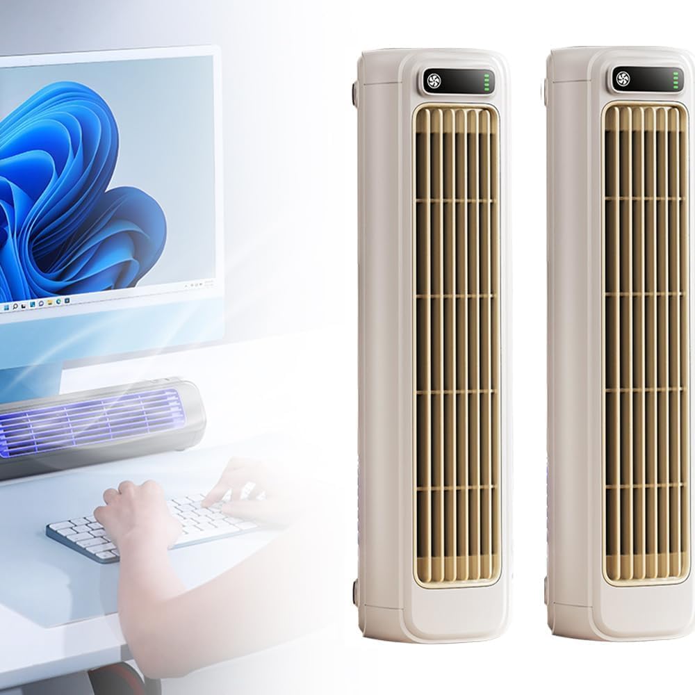 Portable Air Conditioner Cooling Fan Quiet with 3 Speeds, 2026 New Cooling Fan with LED Touch Screen, lmwing USB Charging Air Conditioner Desk Fan for Bedroom Kitchen Home Office Use (Gray)