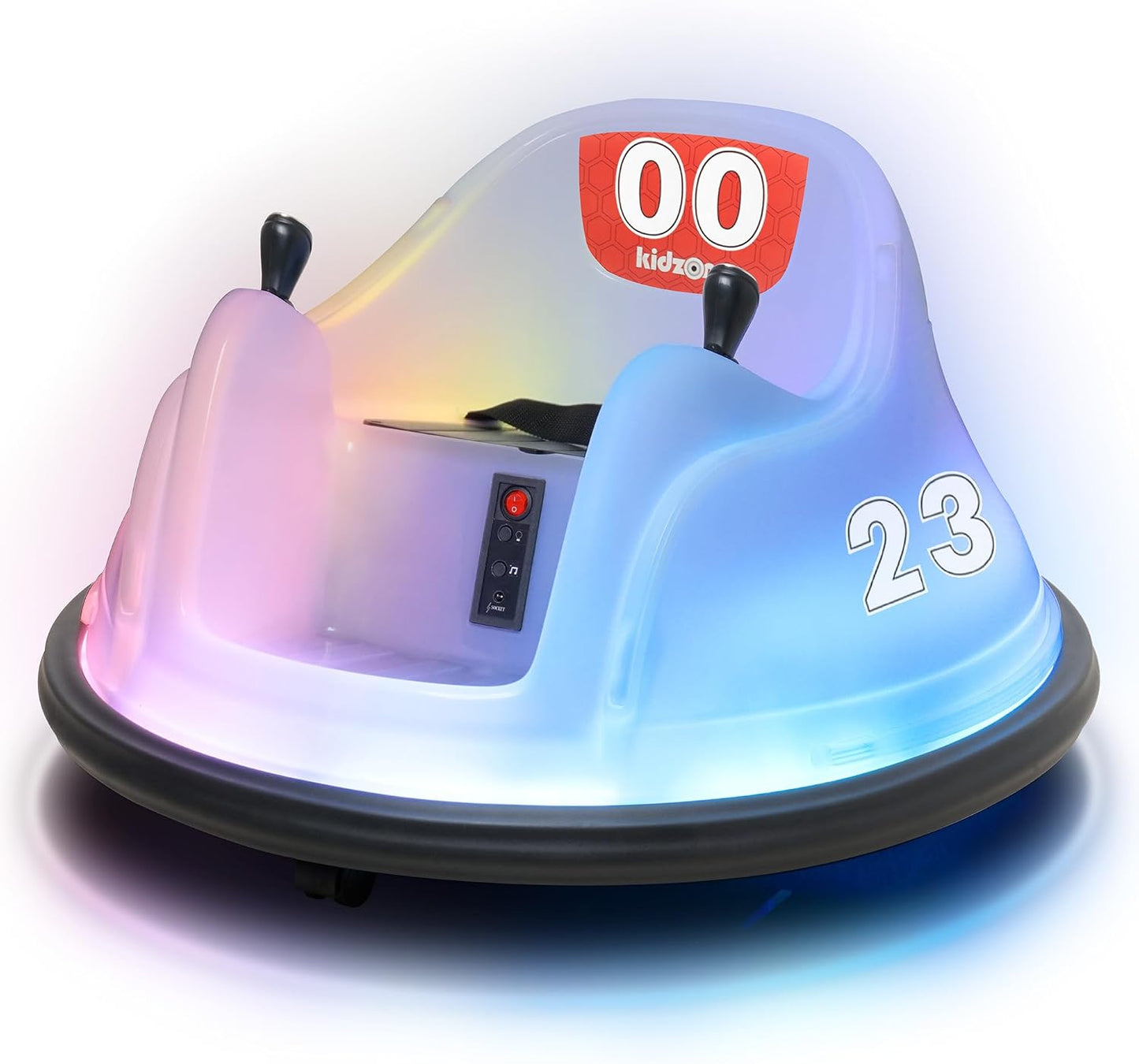 Kidzone 6V Electric Ride On Bumper Car for Kids & Toddlers 1.5-6 Years Old, DIY Sticker Baby Bumping Toy Gifts W/Remote Control, LED Lights & 360 Degree Spin, ASTM Certified, Blue